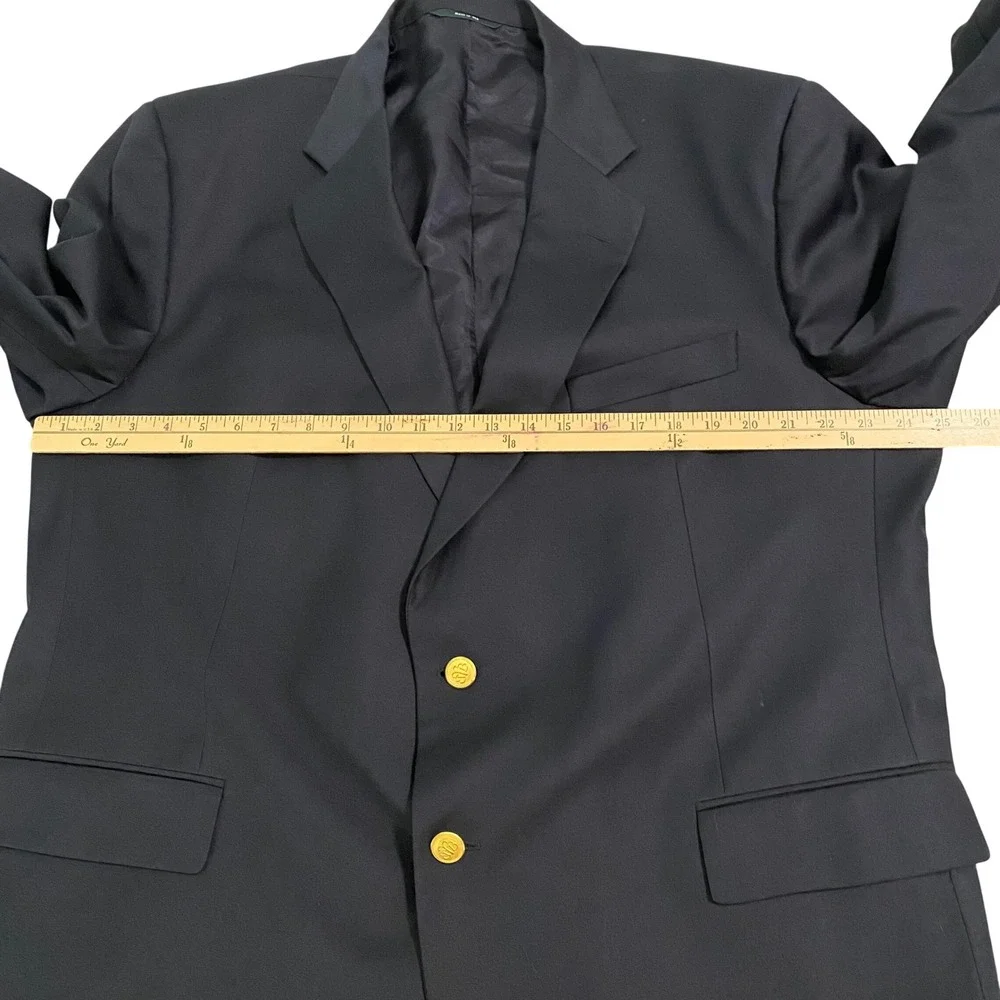 Brooks Brothers Country Club Navy Blazer Loro Piana Super 120s Wool USA 50R Gold
